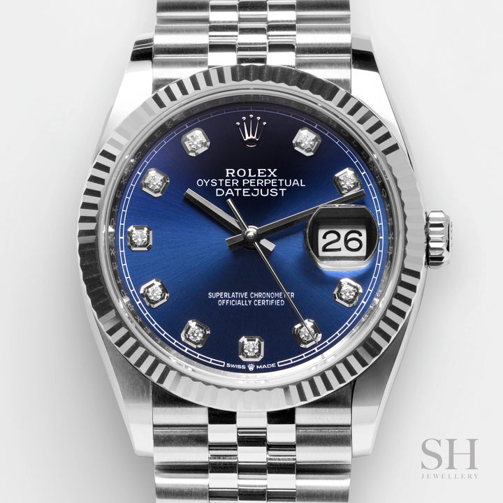 Rolex Datejust36 36mm Steel/WG Blue Dial Diamond Markers 2025 Ref m126234-0037 (#1000)
