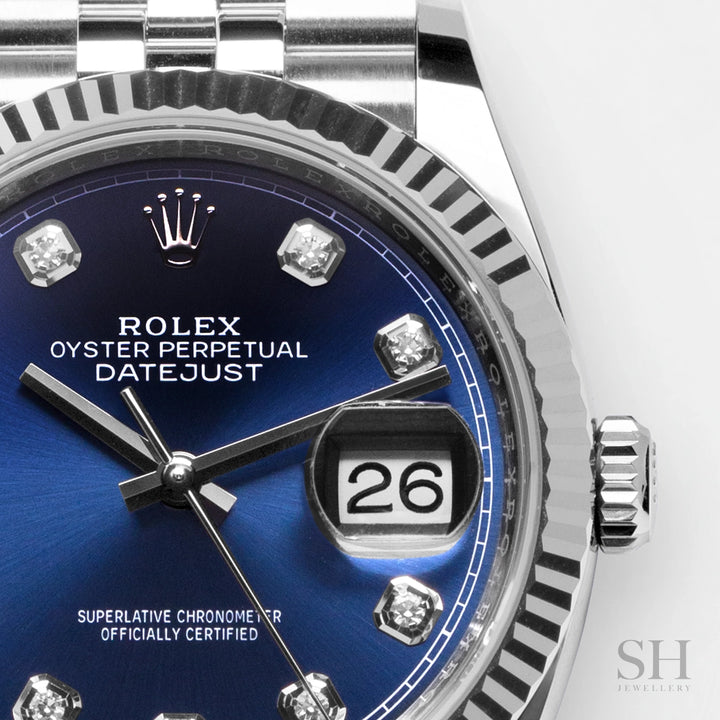 Rolex Datejust36 36mm Steel/WG Blue Dial Diamond Markers 2025 Ref m126234-0037 (#1000)
