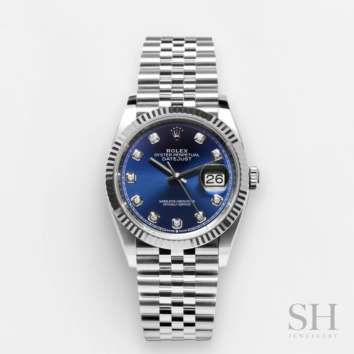 Rolex Datejust36 36mm Steel/WG Blue Dial Diamond Markers 2025 Ref m126234-0037 (#1000)