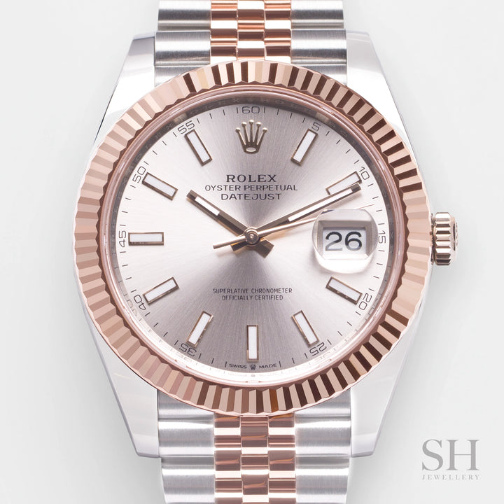 Rolex Datejust41 41mm Steel/RG Sundust Dial Stick Markers 2025 Ref m126331-0010 (#984)