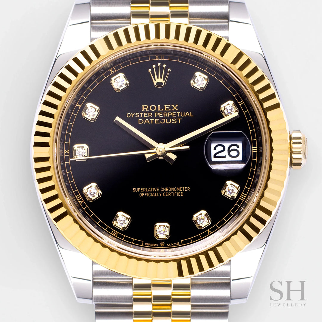 Rolex Datejust41 41mm Steel/YG Black Dial Diamond Markers 2024 Ref m126333-0006 (#855)