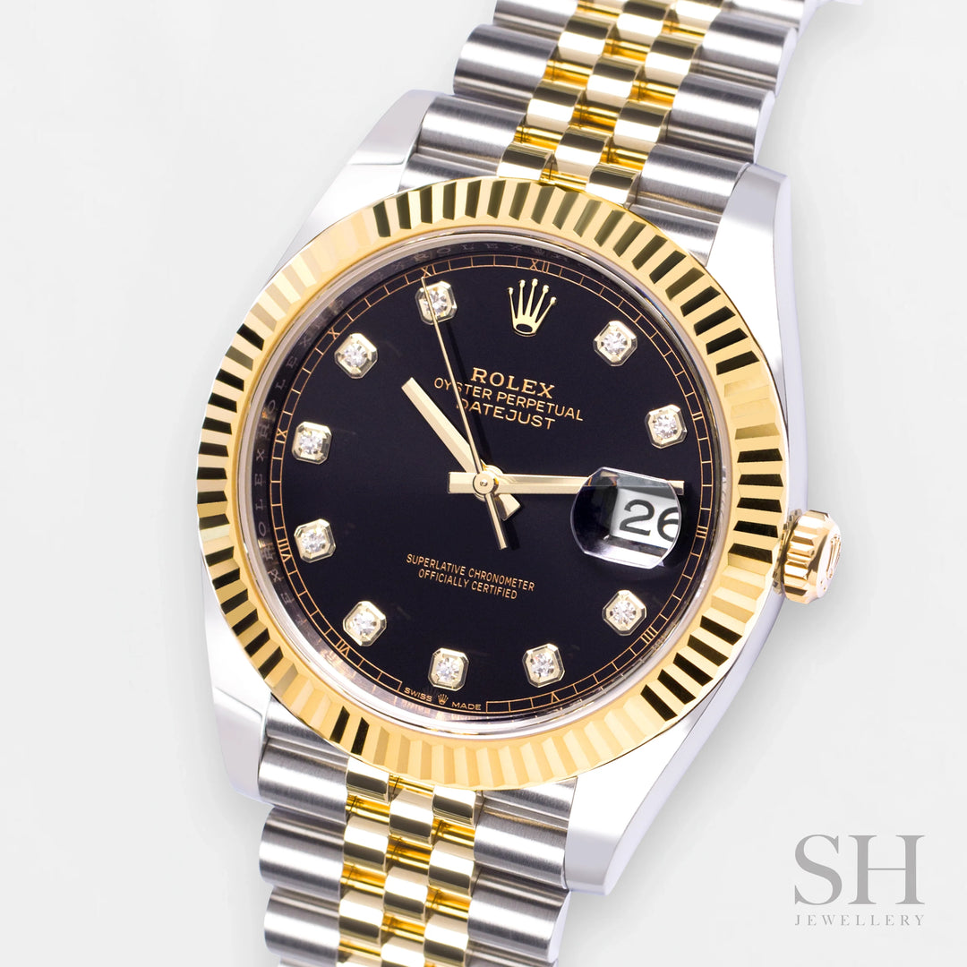 Rolex Datejust41 41mm Steel/YG Black Dial Diamond Markers 2024 Ref m126333-0006 (#855)