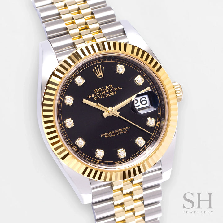 Rolex Datejust41 41mm Steel/YG Black Dial Diamond Markers 2024 Ref m126333-0006 (#855)