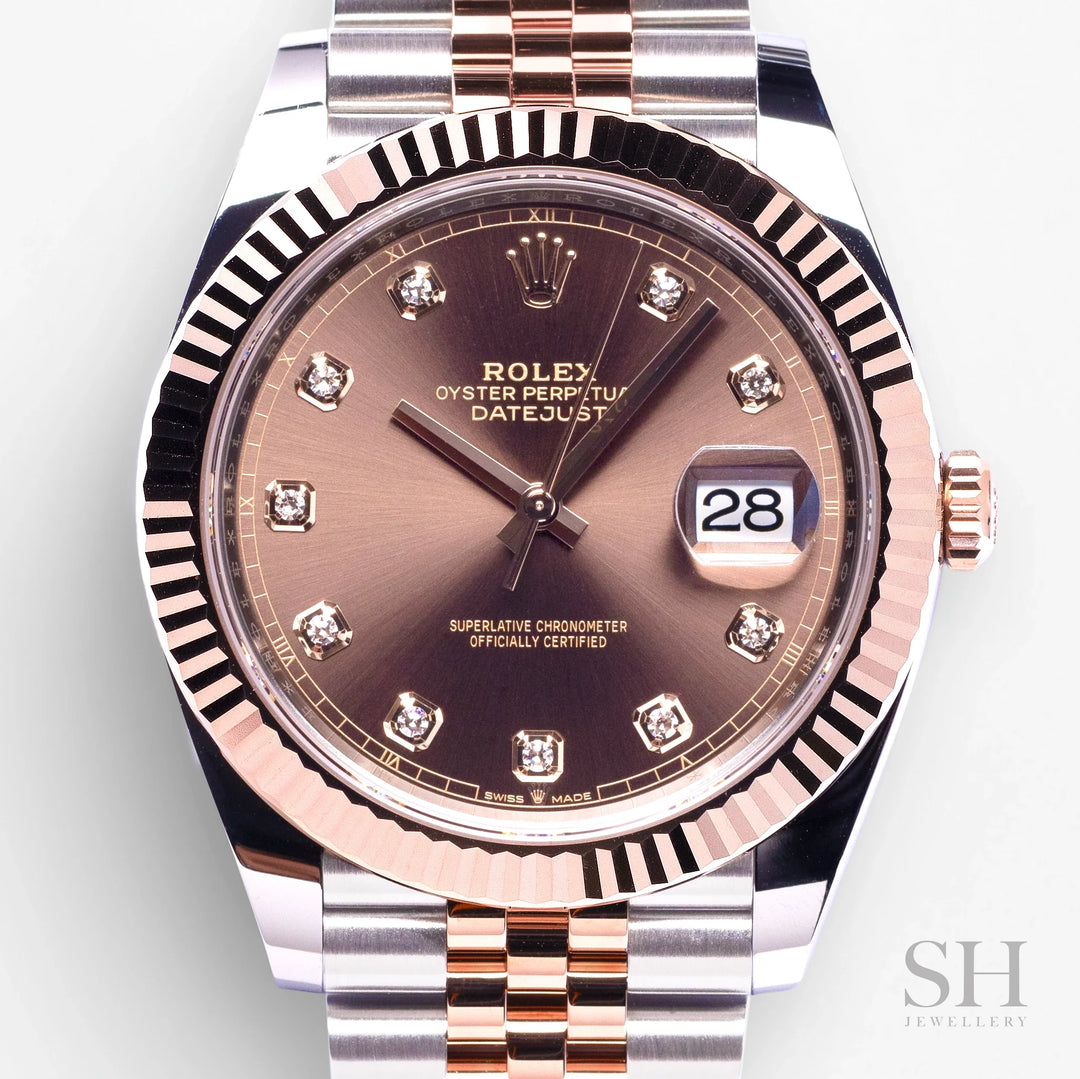 Rolex Datejust41 41mm Steel/RG Chocolate Dial Diamond Markers 2024 Ref m126331-0004 (#824)