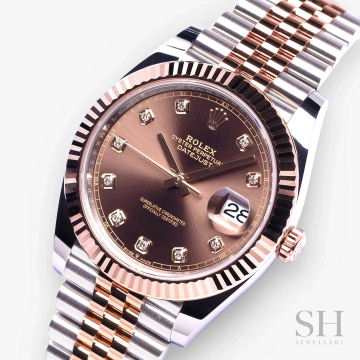 Rolex Datejust41 41mm Steel/RG Chocolate Dial Diamond Markers 2024 Ref m126331-0004 (#824)