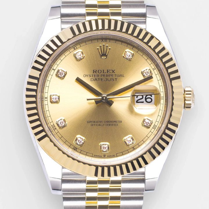 Rolex Datejust41 41mm Steel/YG Champagne Dial Diamond Markers 2025 Ref m126333-0012 (#979)