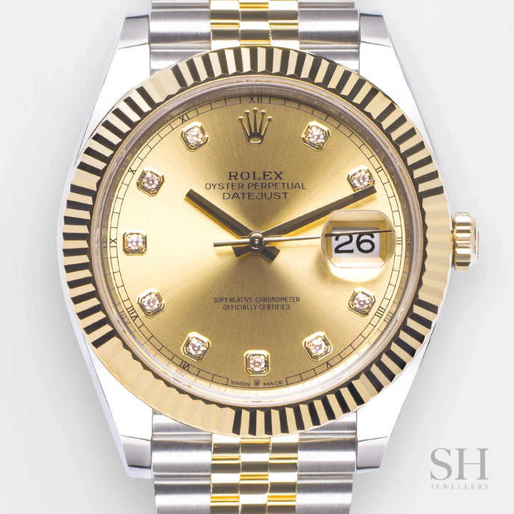 Rolex Datejust41 41mm Steel/YG Champagne Dial Diamond Markers 2025 Ref m126333-0012 (#874)