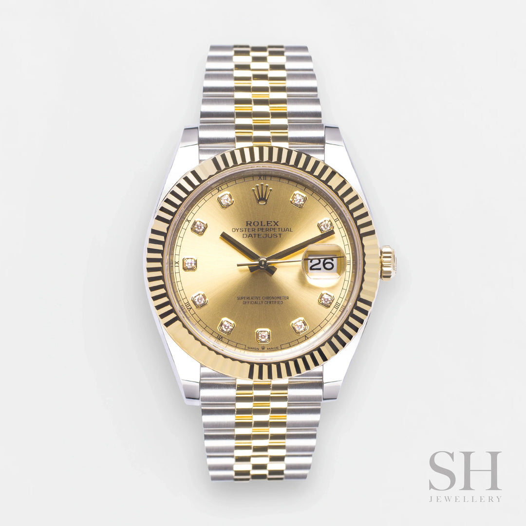 Rolex Datejust41 41mm Steel/YG Champagne Dial Diamond Markers 2025 Ref m126333-0012 (#979)