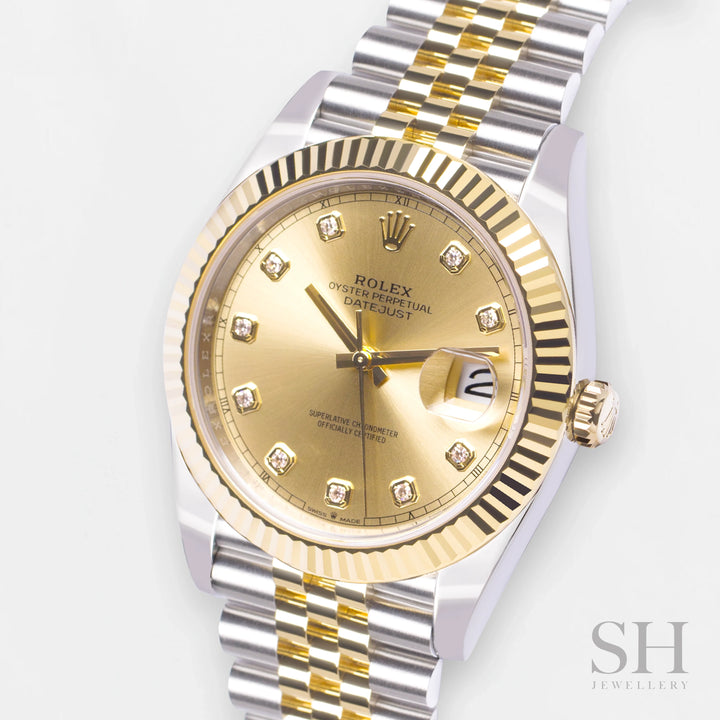 Rolex Datejust41 41mm Steel/YG Champagne Dial Diamond Markers 2025 Ref m126333-0012 (#874)