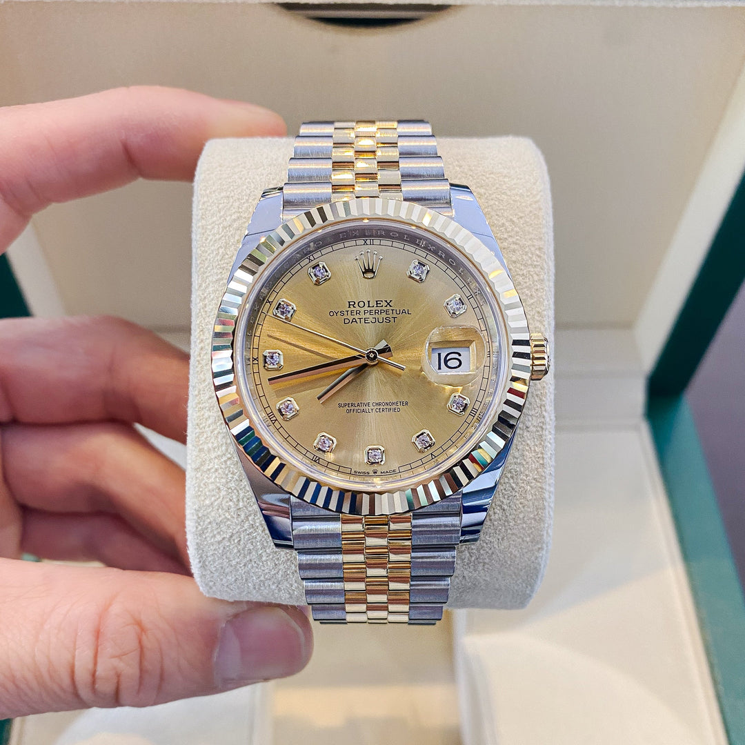 Rolex Datejust41 41mm Steel/YG Champagne Dial Diamond Markers 2024 Ref m126333-0012 (#930)