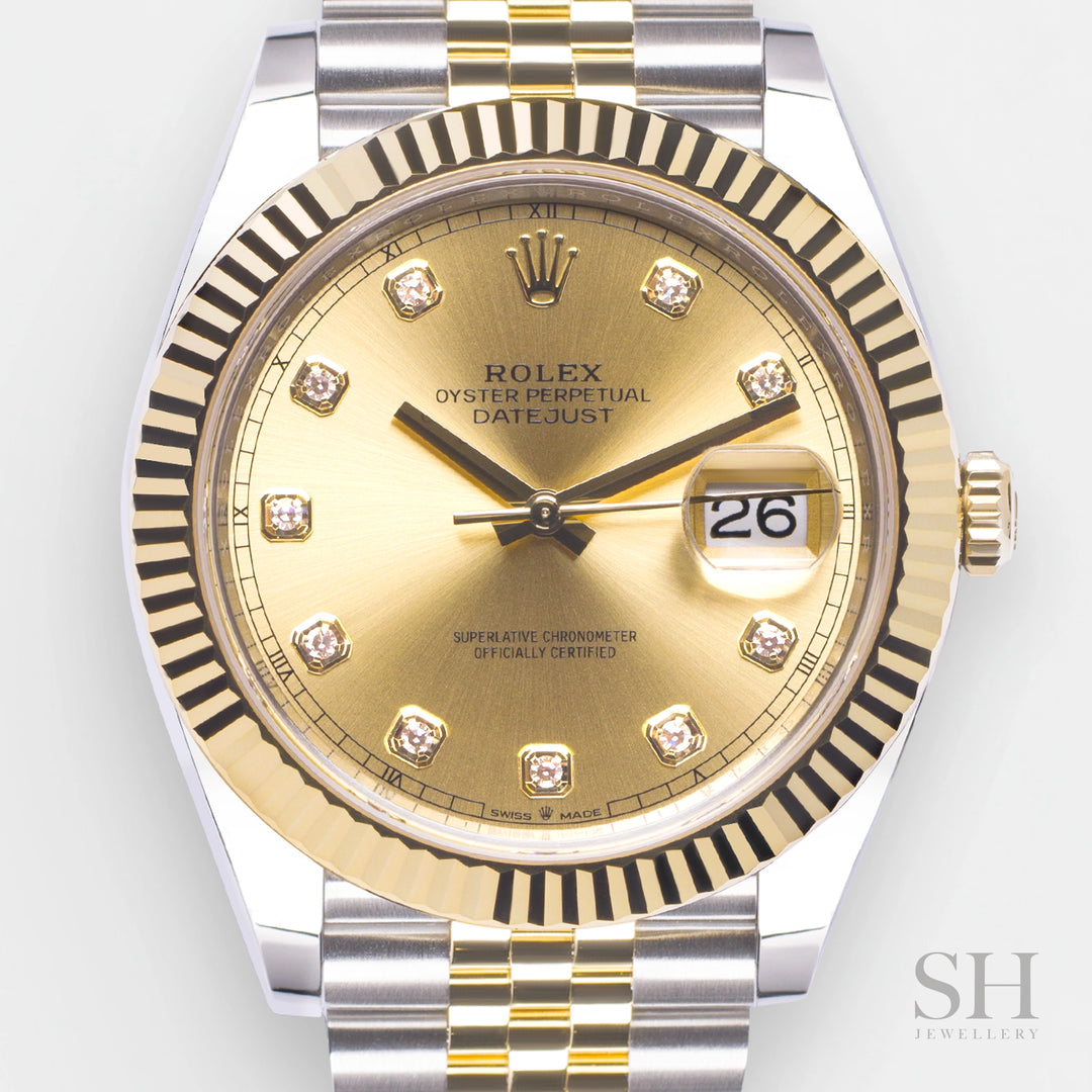 Rolex Datejust41 41mm Steel/YG Champagne Dial Diamond Markers 2024 Ref m126333-0012 (#930)