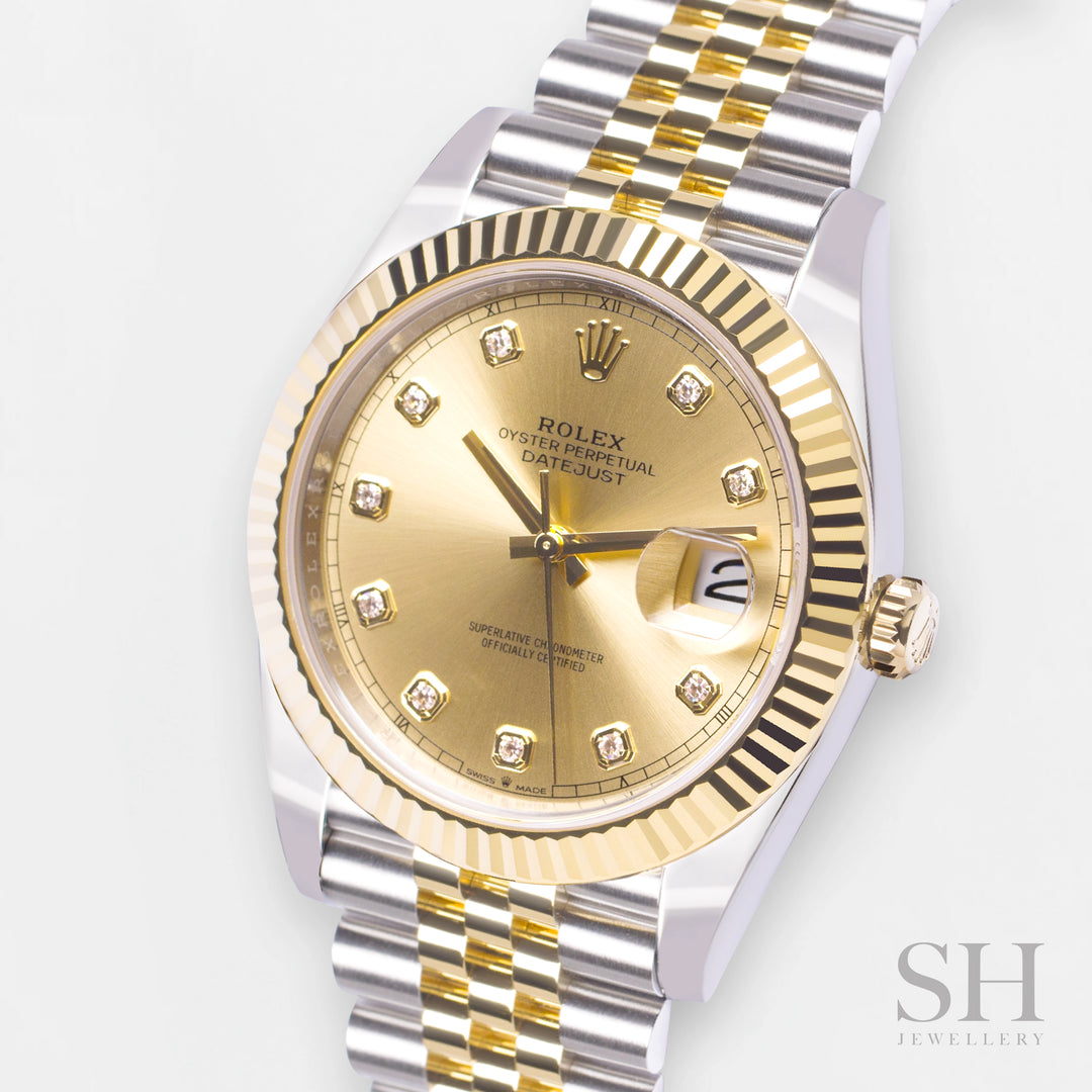 Rolex Datejust41 41mm Steel/YG Champagne Dial Diamond Markers 2024 Ref m126333-0012 (#930)