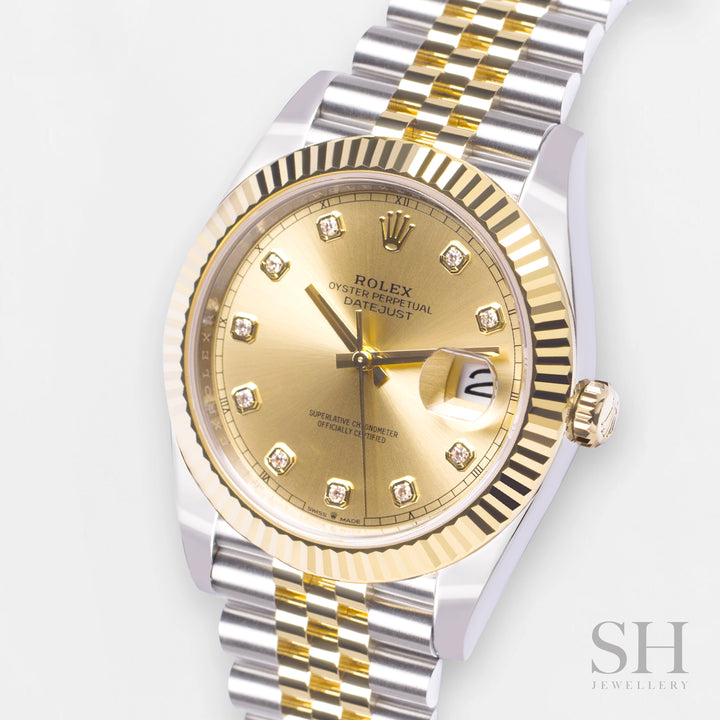 Rolex Datejust41 41mm Steel/YG Champagne Dial Diamond Markers 2024 Ref m126333-0012 (#930)