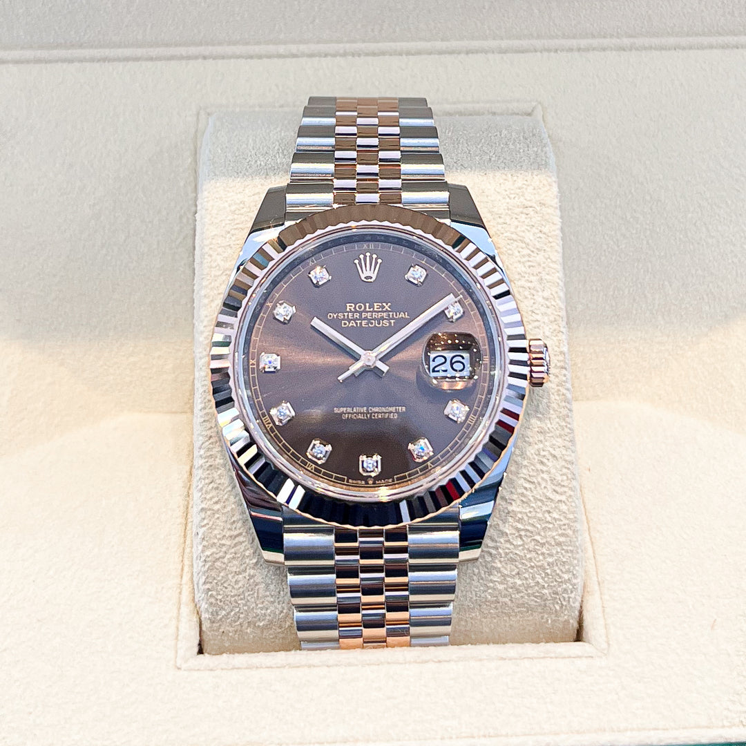Rolex Datejust41 41mm Steel/RG Chocolate Dial Diamond Markers 2024 Ref m126331-0004 (#824)