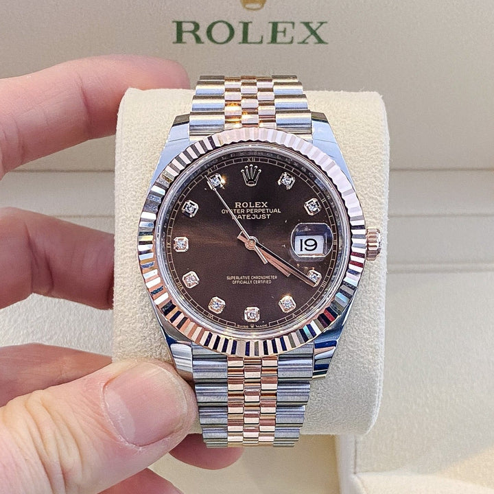 Rolex Datejust41 41mm Steel/RG Chocolate Dial Diamond Markers 2024 Ref m126331-0004 (#824)