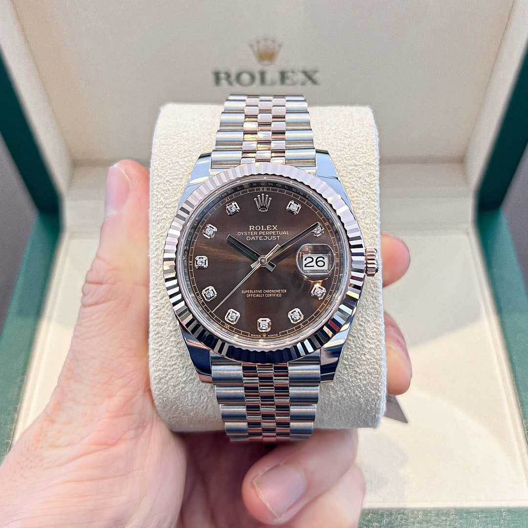 Rolex Datejust41 41mm Steel/RG Chocolate Dial Diamond Markers 2024 Ref m126331-0004 (#824)