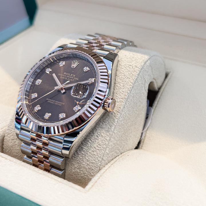 Rolex Datejust41 41mm Steel/RG Chocolate Dial Diamond Markers 2024 Ref m126331-0004 (#824)