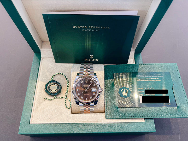 Rolex Datejust41 41mm Steel/RG Chocolate Dial Diamond Markers 2024 Ref m126331-0004 (#824)