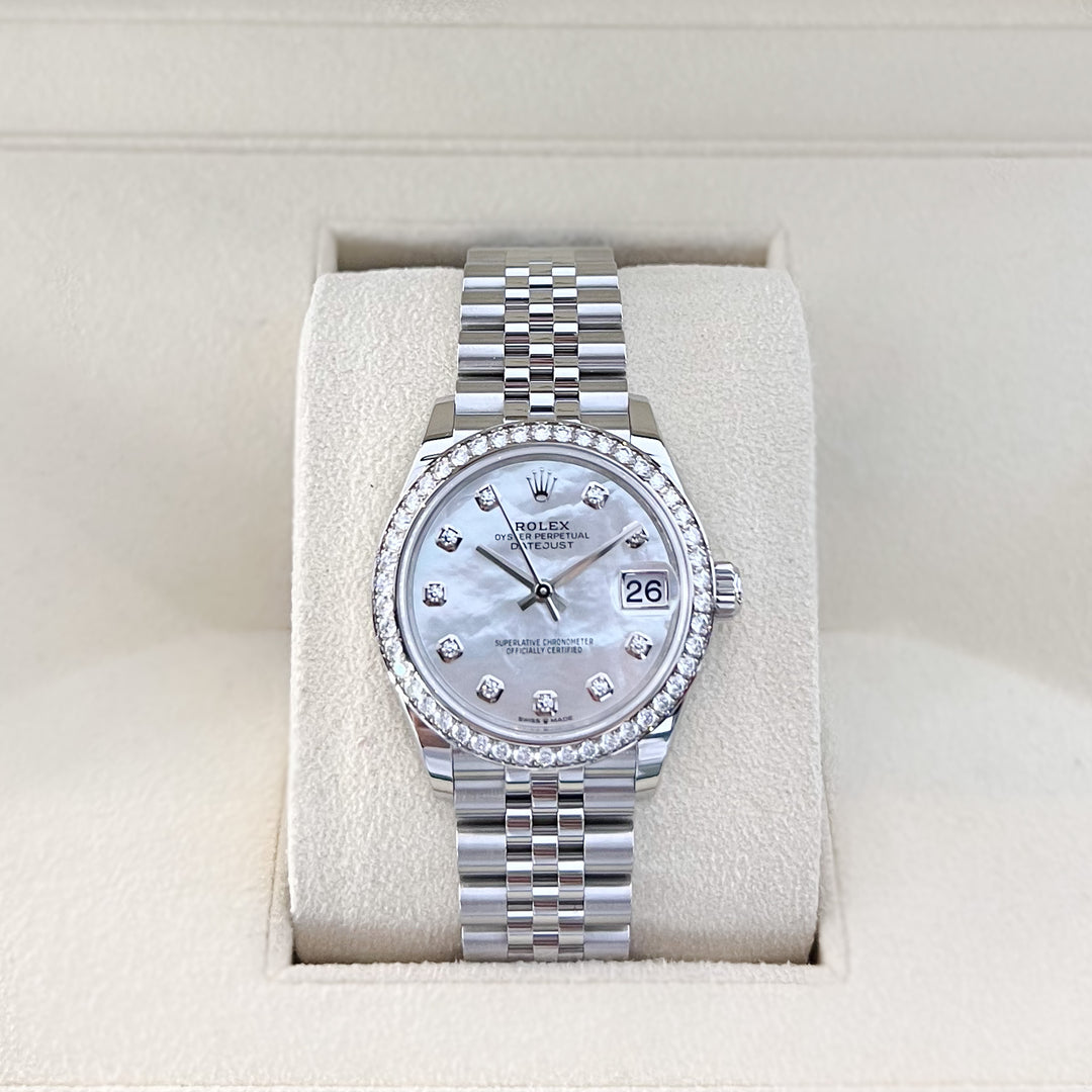 Rolex Datejust31 31mm Steel/WG MOP Dial Diamond Markers 2024 Ref m278384rbr-0008 (#818)