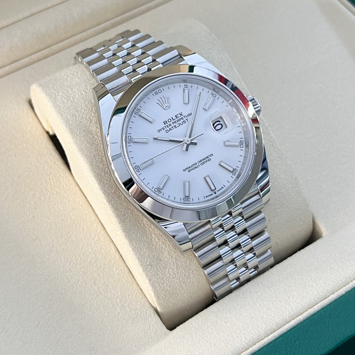 Rolex Datejust41 41mm Steel White Dial Stick Markers 2025 Ref m126300-0006 (#947)