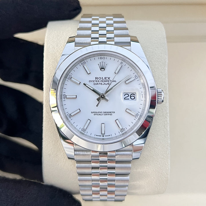 Rolex Datejust41 41mm Steel White Dial Stick Markers 2025 Ref m126300-0006 (#947)