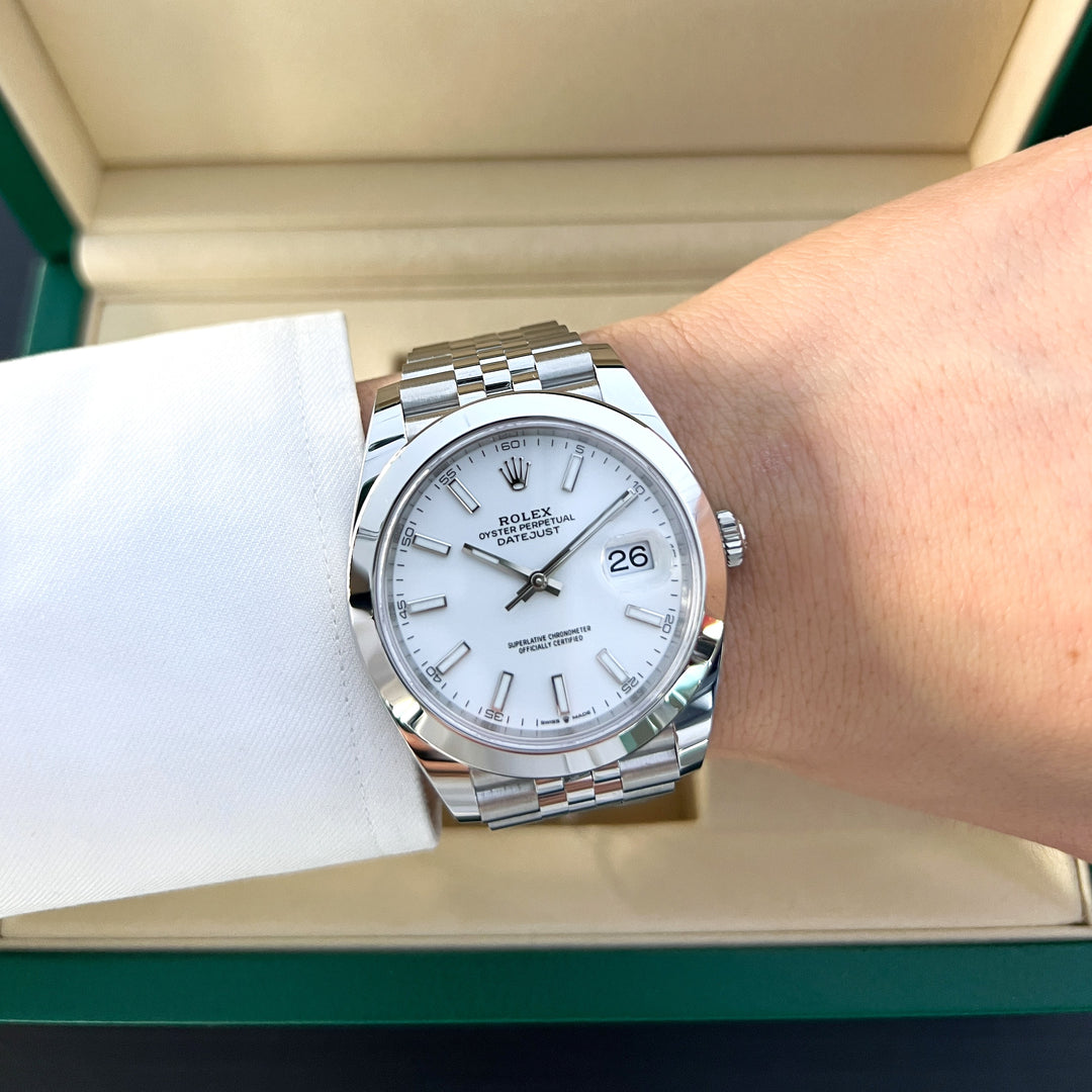 Rolex Datejust41 41mm Steel White Dial Stick Markers 2025 Ref m126300-0006 (#947)