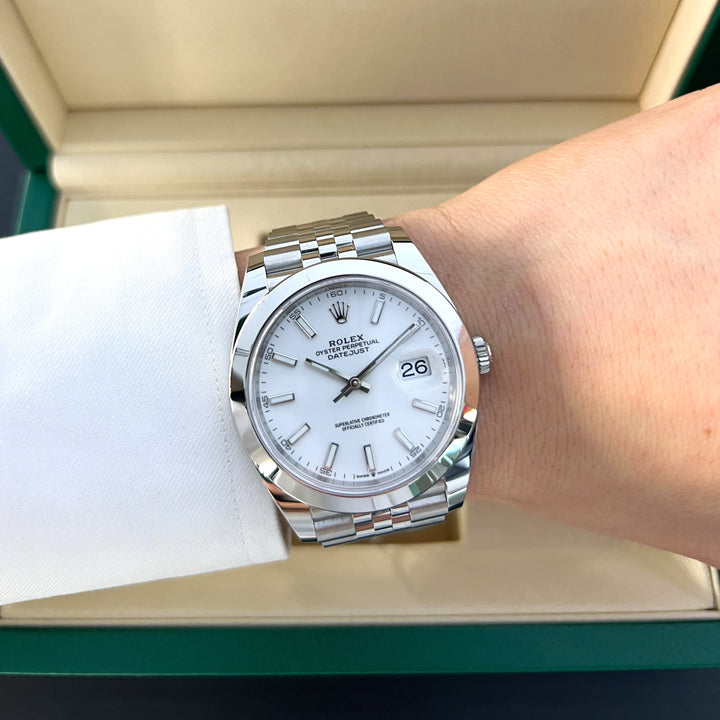 Rolex Datejust41 41mm Steel White Dial Stick Markers 2025 Ref m126300-0006 (#947)
