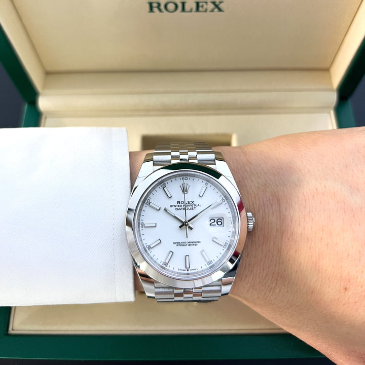 Rolex Datejust41 41mm Steel White Dial Stick Markers 2025 Ref m126300-0006 (#947)