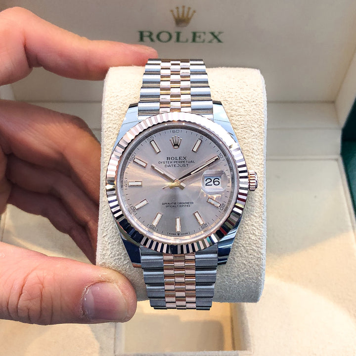 Rolex Datejust41 41mm Steel/RG Sundust Dial Stick Markers 2025 Ref m126331-0010 (#984)