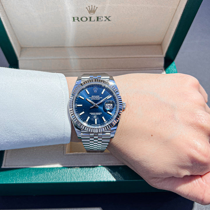 Rolex Datejust41 41mm Steel/WG Blue Dial Stick Markers 2025 Ref m126334-0002 (#989)