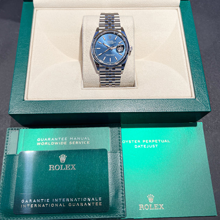 Rolex Datejust36 36mm Steel Blue Dial Stick Markers 2024 Ref m126200-0005 (#842)