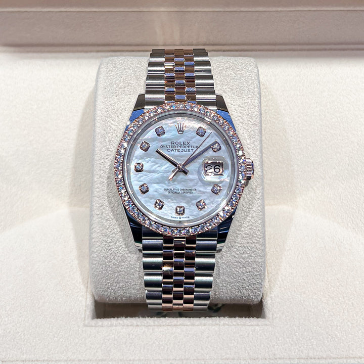 Rolex Datejust36 36mm Steel/RG MOP Dial Diamond Markers 2024 Ref m126281rbr-0009 (#831)