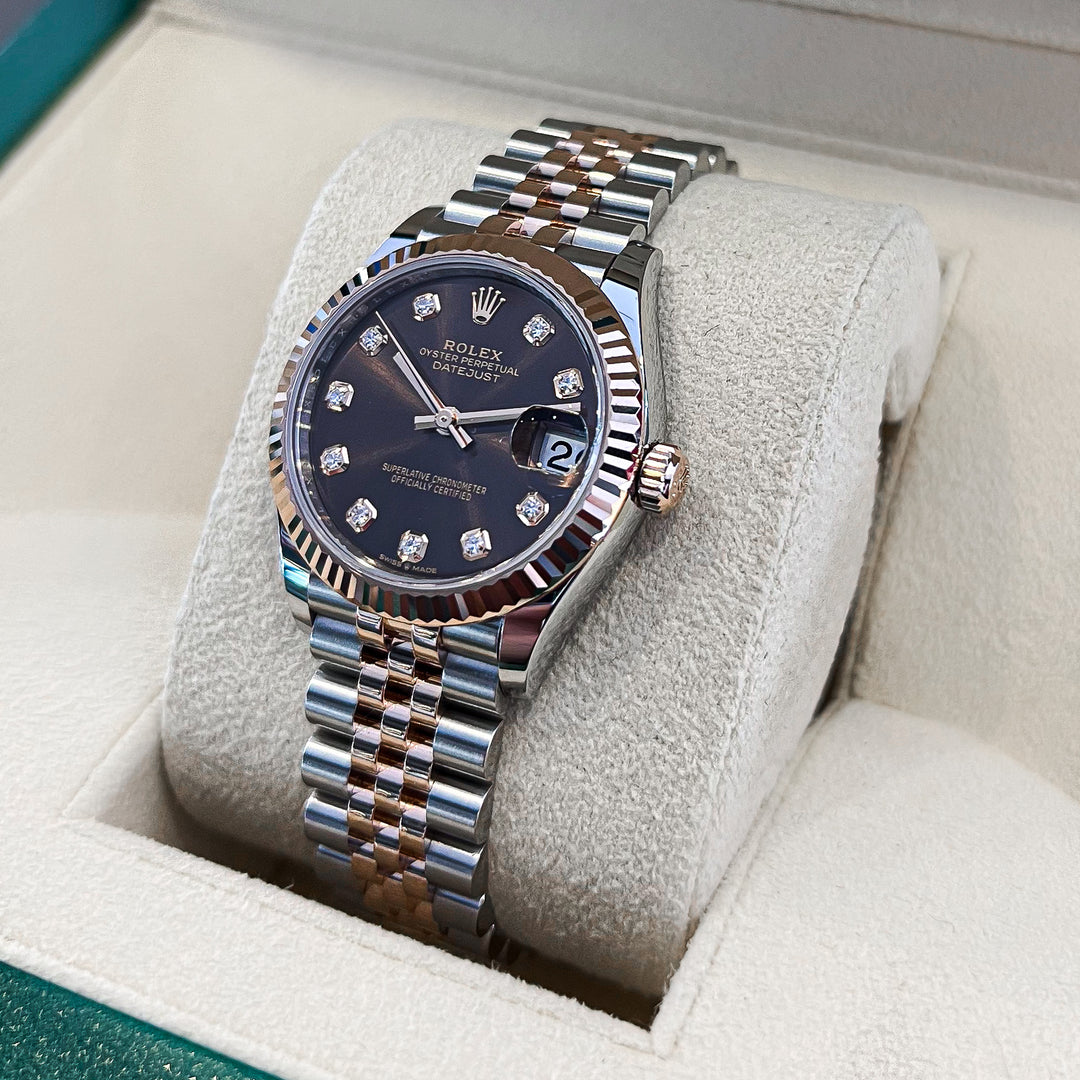 Rolex Datejust31 31mm Steel/RG Chocolate Dial Diamond Markers 2024 Ref m278271-0028 (#847)