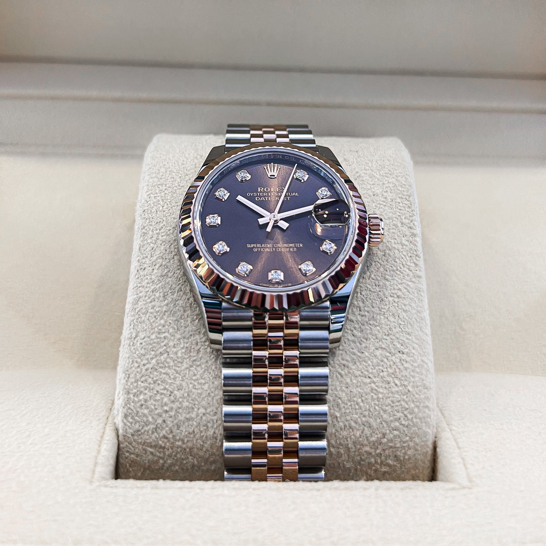 Rolex Datejust31 31mm Steel/RG Chocolate Dial Diamond Markers 2024 Ref m278271-0028 (#847)