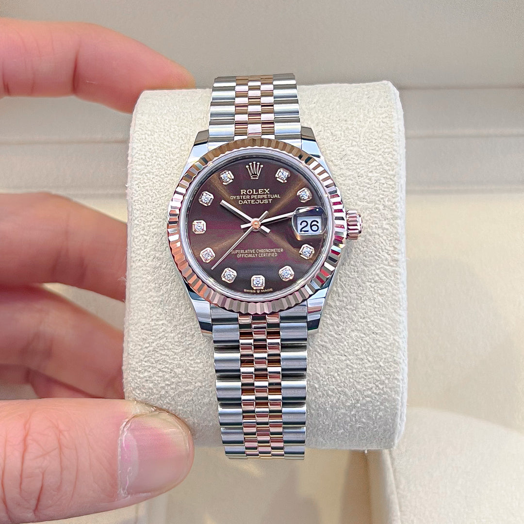 Rolex Datejust31 31mm Steel/RG Chocolate Dial Diamond Markers 2024 Ref m278271-0028 (#847)