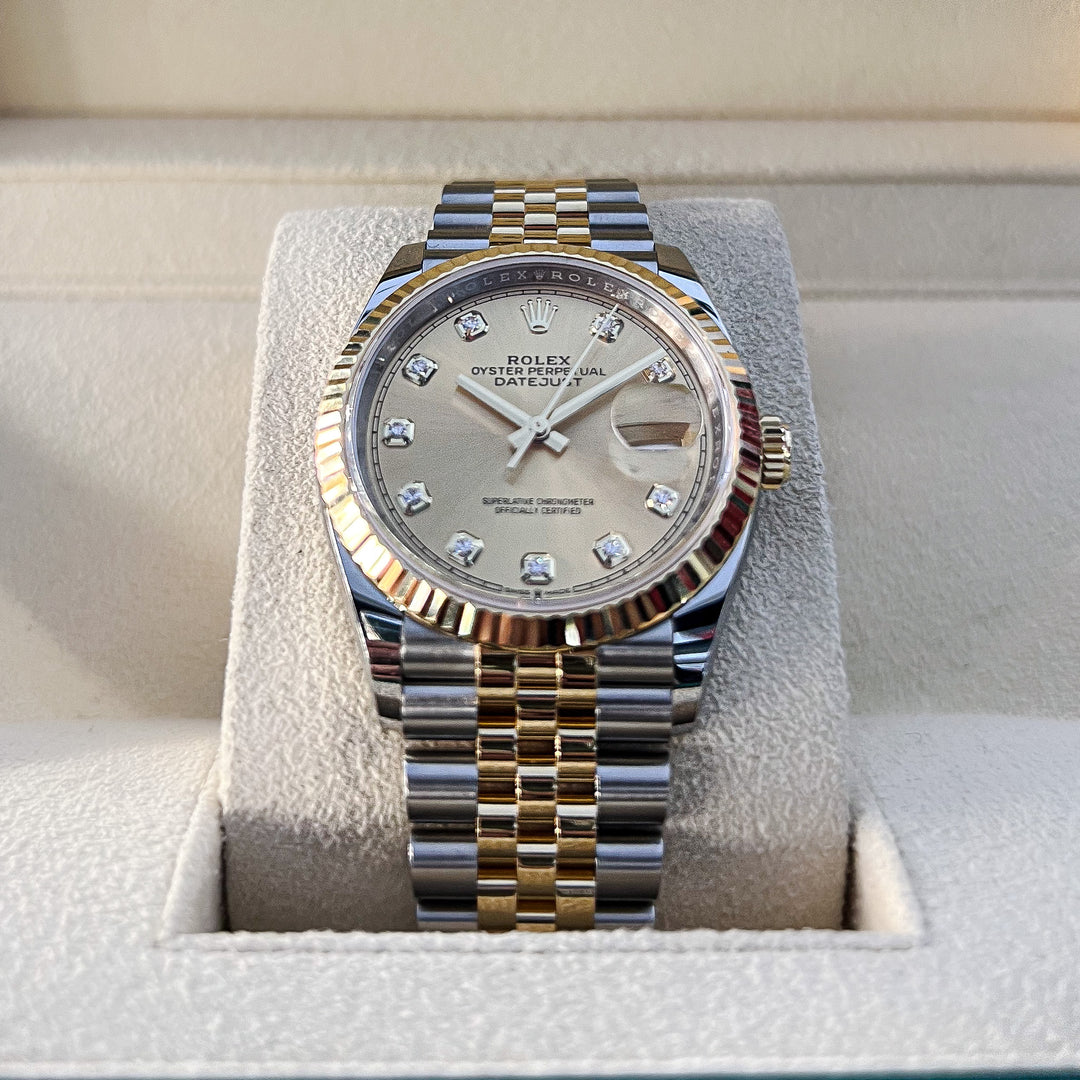 Rolex Datejust36 36mm Steel/YG Champagne Dial Diamond Markers 2025 Ref m126233-0017 (#983)