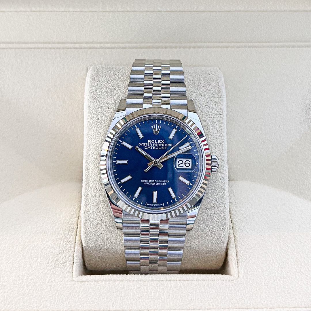 Rolex Datejust36 36mm Steel/WG Blue Dial Stick Markers 2024 Ref m126234-0017 (#880)