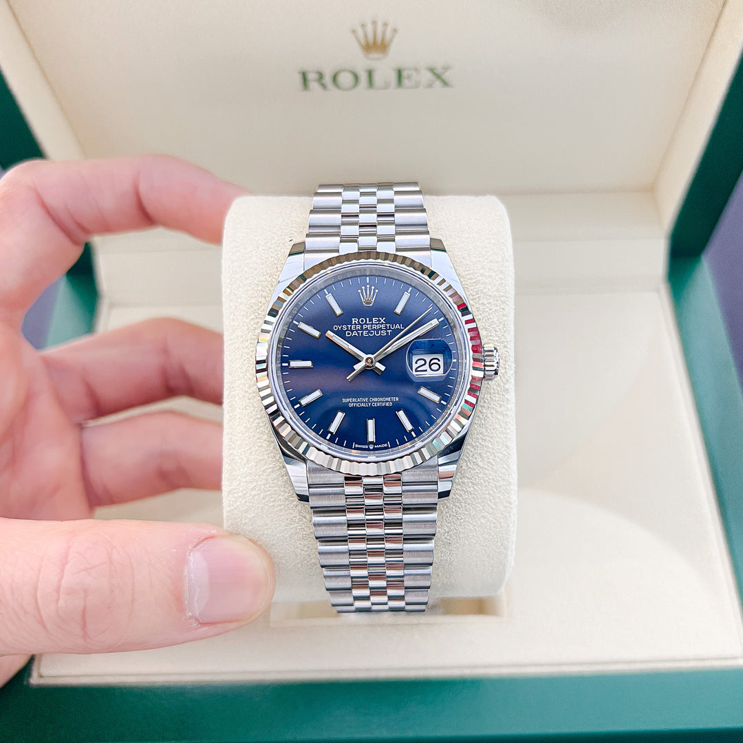Rolex Datejust36 36mm Steel/WG Blue Dial Stick Markers 2024 Ref m126234-0017 (#880)