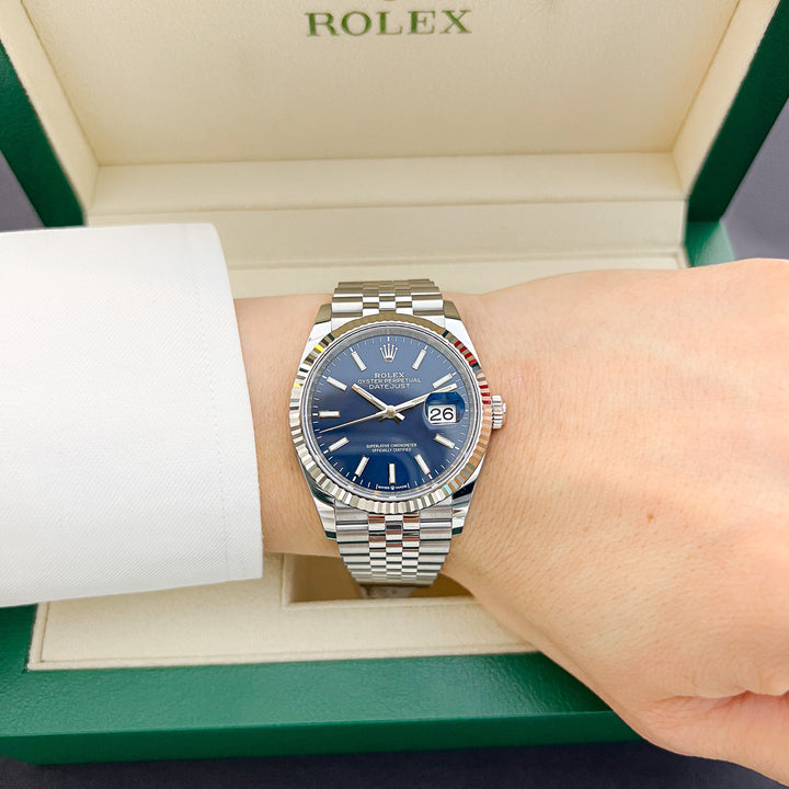 Rolex Datejust36 36mm Steel/WG Blue Dial Stick Markers 2024 Ref m126234-0017 (#880)