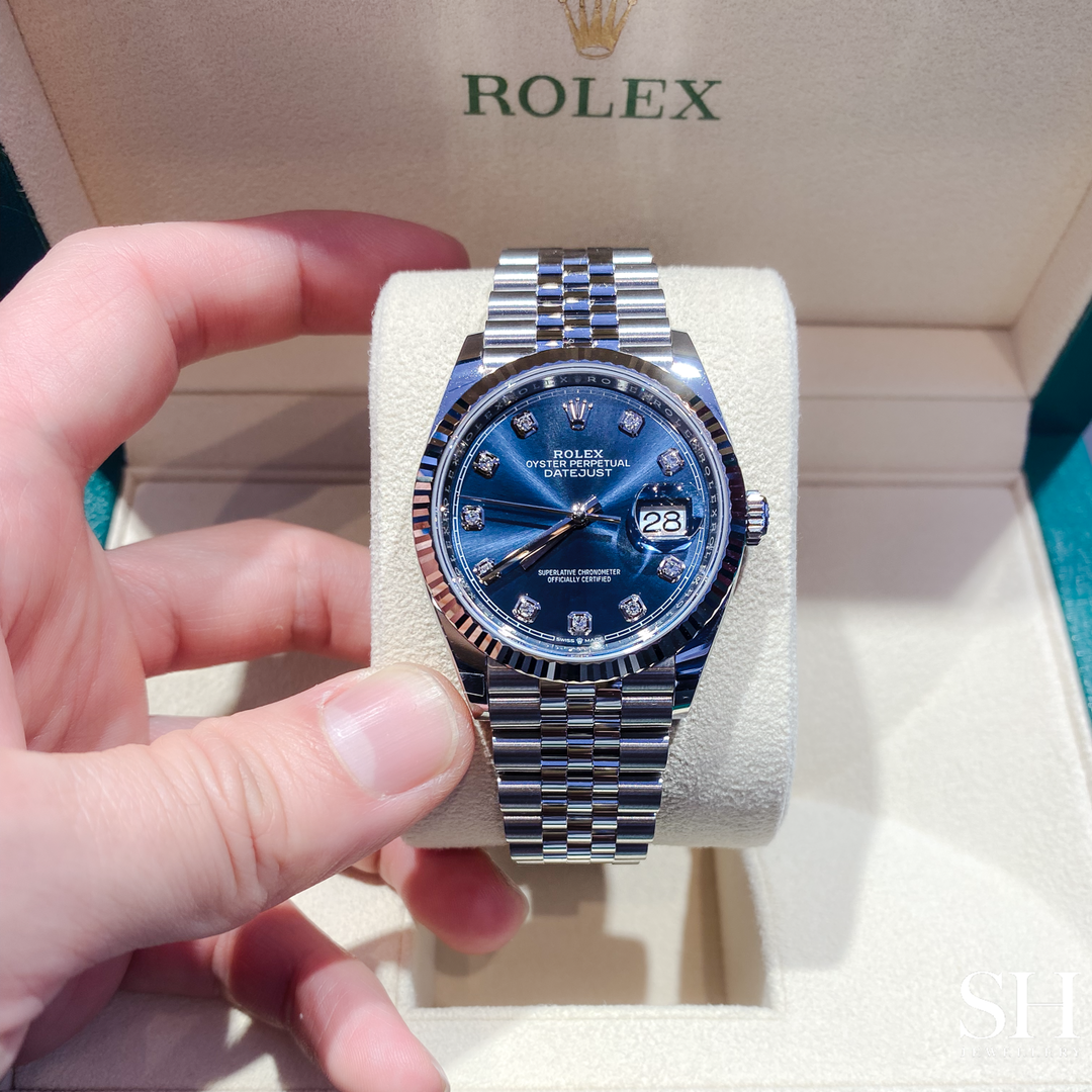 Rolex Datejust36 36mm Steel/WG Blue Dial Diamond Markers 2025 Ref m126234-0037 (#1000)