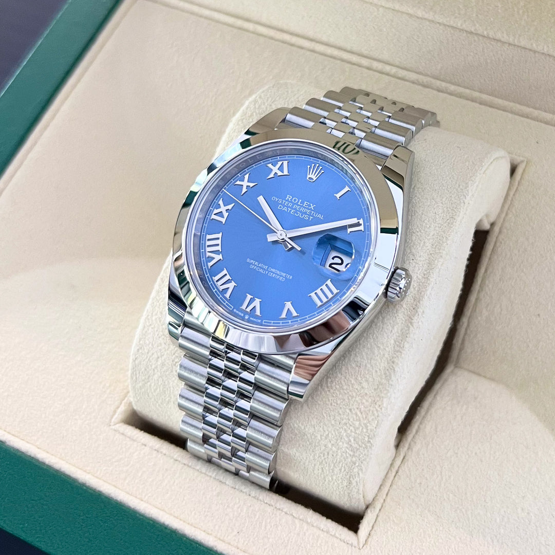 Rolex Datejust41 41mm Steel Azzurro Blue Dial Numeral Markers 2024 Ref m126300-0018 (#865)