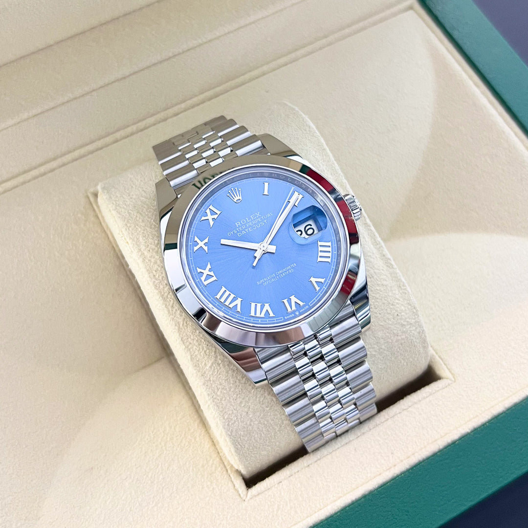 Rolex Datejust41 41mm Steel Azzurro Blue Dial Numeral Markers 2024 Ref m126300-0018 (#865)