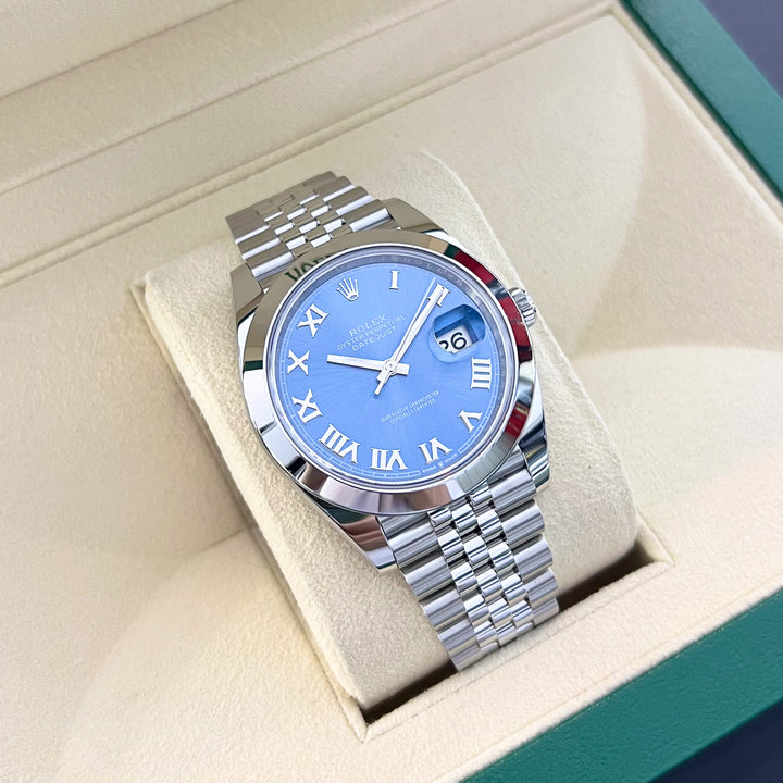 Rolex Datejust41 41mm Steel Azzurro Blue Dial Numeral Markers 2024 Ref m126300-0018 (#865)