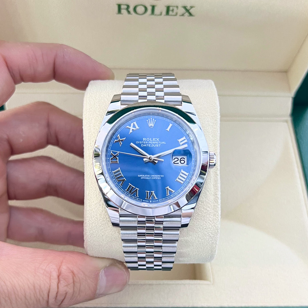 Rolex Datejust41 41mm Steel Azzurro Blue Dial Numeral Markers 2024 Ref m126300-0018 (#865)