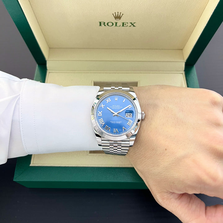 Rolex Datejust41 41mm Steel Azzurro Blue Dial Numeral Markers 2024 Ref m126300-0018 (#865)