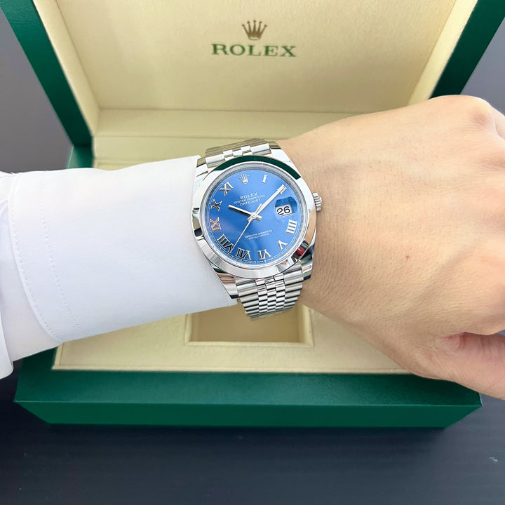 Rolex Datejust41 41mm Steel Azzurro Blue Dial Numeral Markers 2024 Ref m126300-0018 (#865)