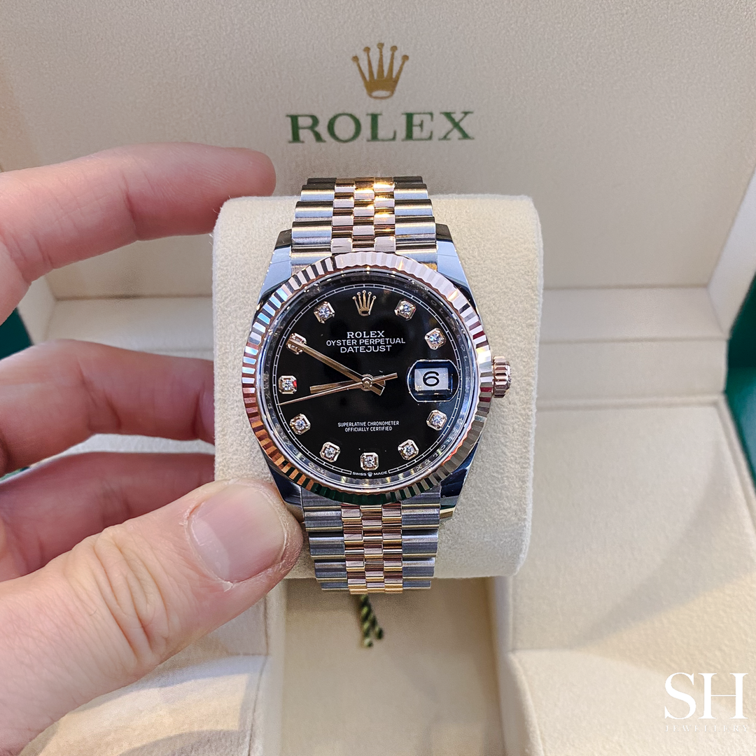 Rolex Datejust36 36mm Steel/RG Black Dial Diamond Markers 2025 Ref m126231-0019 (#994)