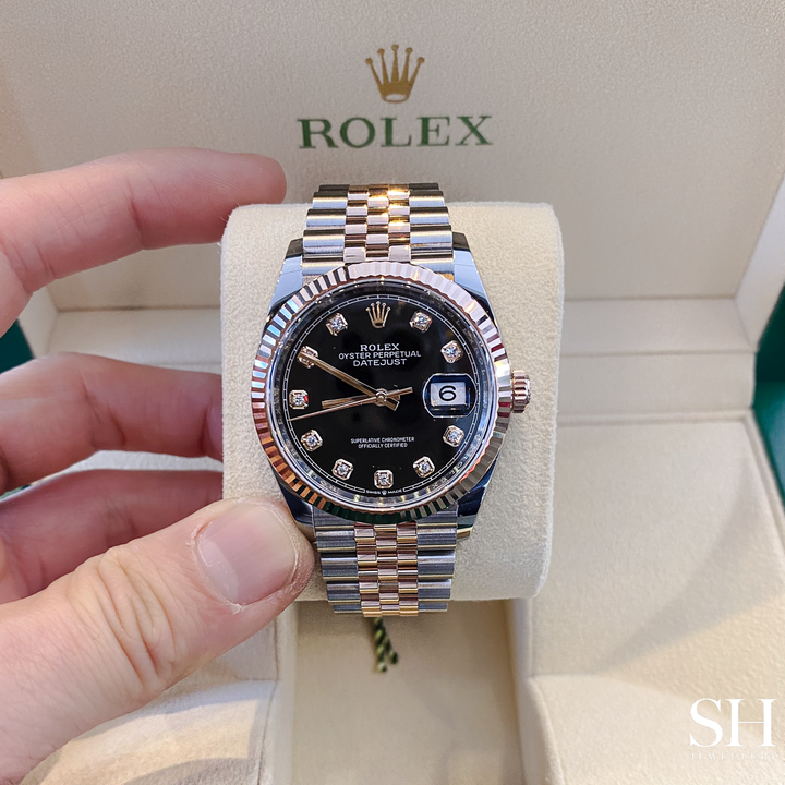 Rolex Datejust36 36mm Steel/RG Black Dial Diamond Markers 2025 Ref m126231-0019 (#994)