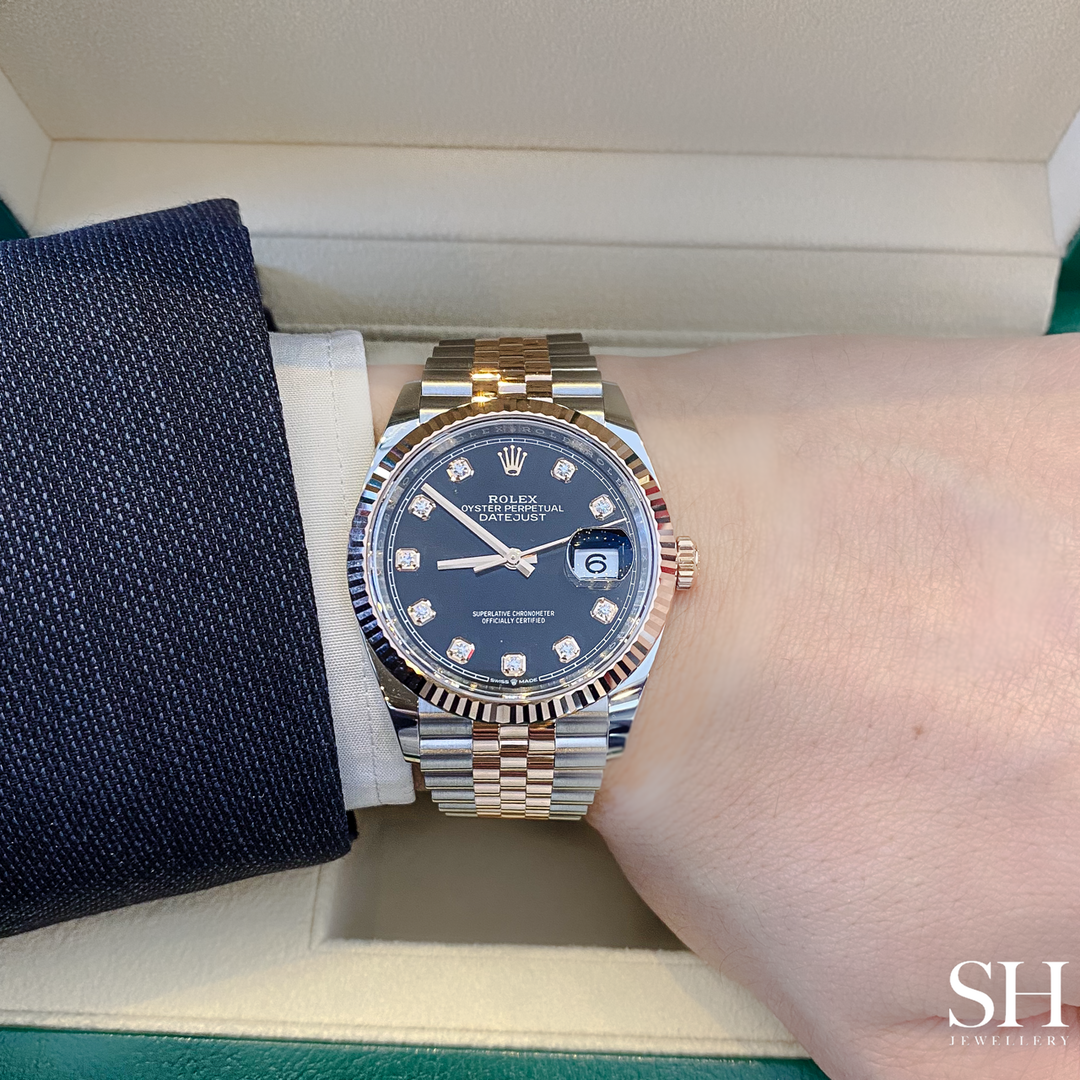 Rolex Datejust36 36mm Steel/RG Black Dial Diamond Markers 2025 Ref m126231-0019 (#994)