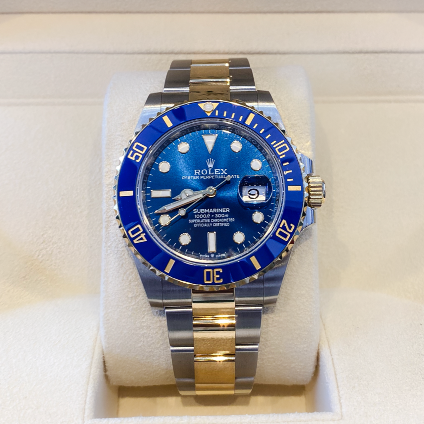 Rolex Submariner-Date 41mm 'Bluesy' Steel/YG Blue Dial Button Markers 2025 Ref m126613lb-0002 (#977)